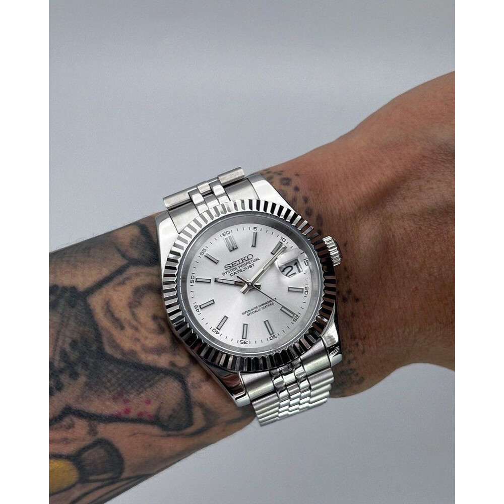 Custom Seiko Mod Silver Datejust 39mm E S Watches